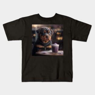 Rottweiler Puppy Snowy Art Kids T-Shirt